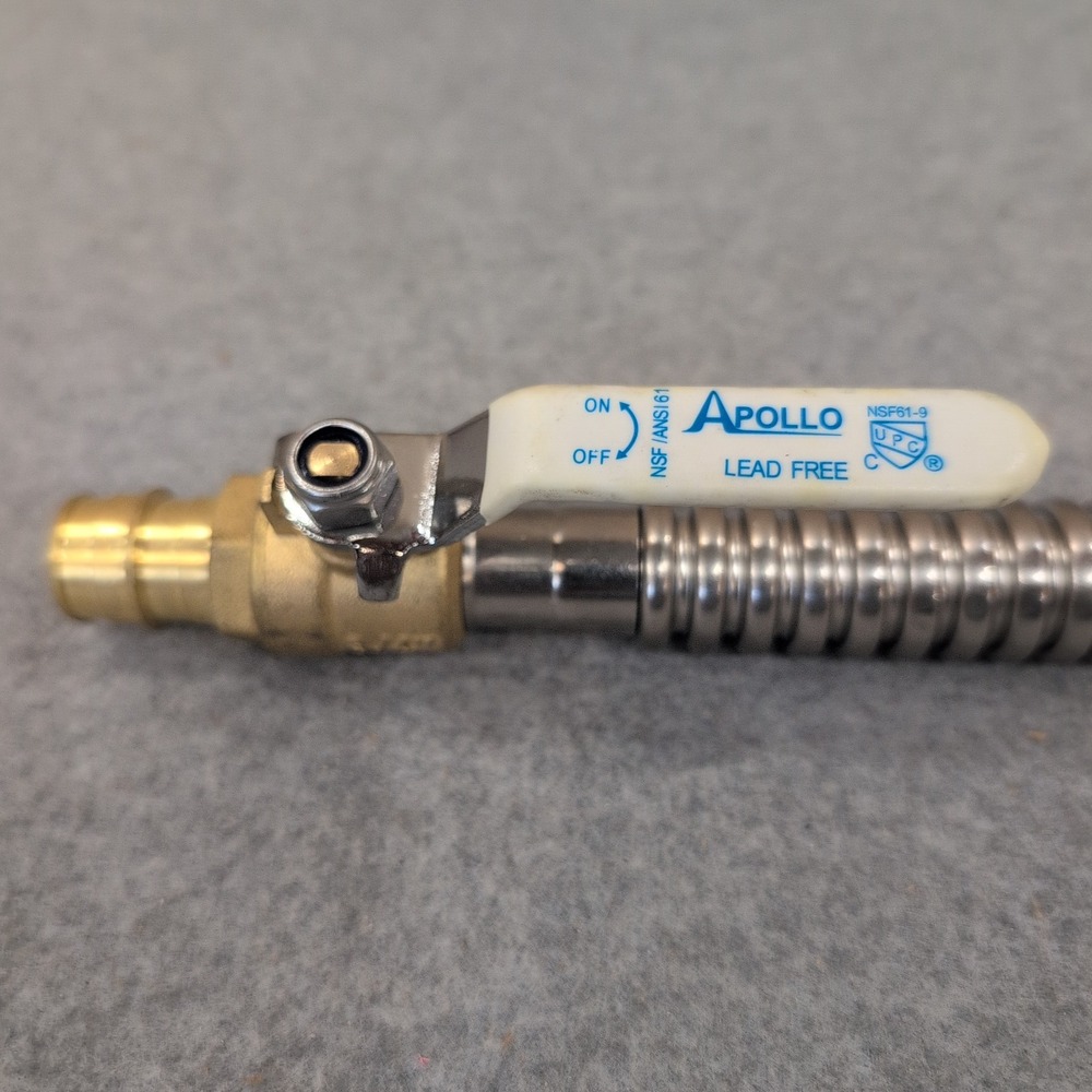 Apollo PEX-A Corrugated Stainless Steel Water Heater Connector Ball Valve